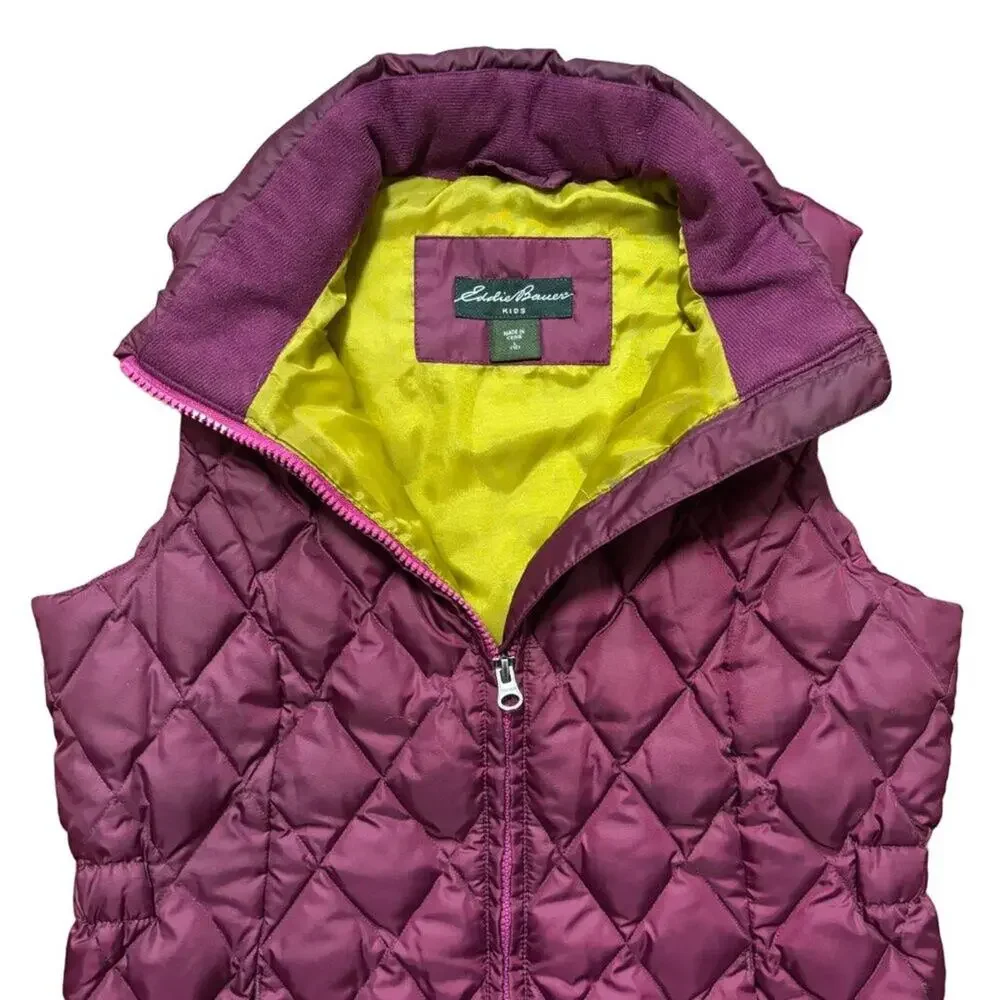 EDDIE BAUER Lightweight 550 Down Puffer Vest in Boysenberry GIRLS 12
